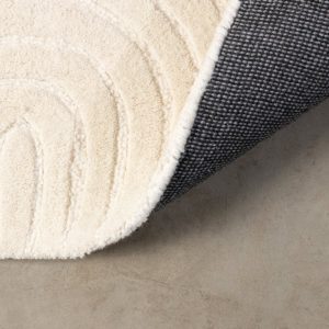 Dywan prostokątny Isla, łuki, tuftowany, wełniany, kremowy