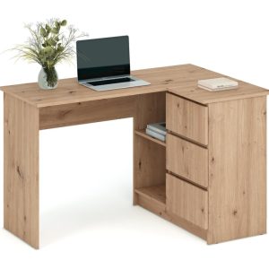 Biurko z szufladami i półkami dąb artisan mat 124 cm Bega