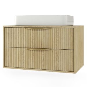 Szafka pod umywalkę nablatową Avila 2.0, 80 cm, ryflowana, złote uchwyty, Dąb Cremona Torro