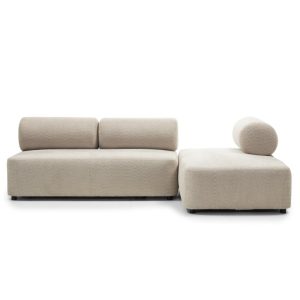 Narożnik modułowy Moso 255 cm, beżowy, prawostronny, zaokrąglony