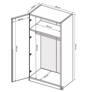 Szafa dwudrzwiowa antracyt / grafit mat 90 x 210 cm Teo