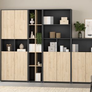 Regał biurowy z drzwiami Sign, 80 x 34 x 205 cm, szary mat, jackson hickory