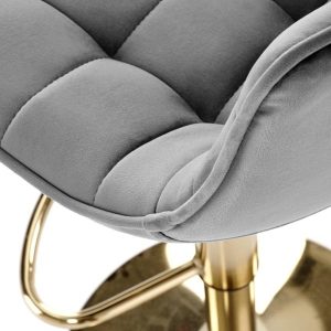 Hoker z oparciem tapicerowany szary / złoty H120