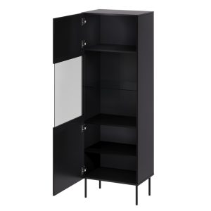 Witryna jednodrzwiowa czarna mat 60 x 180 cm Milo