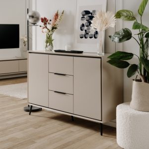 Komoda z szufladami i drzwiami capuccino mat 135 cm Arona