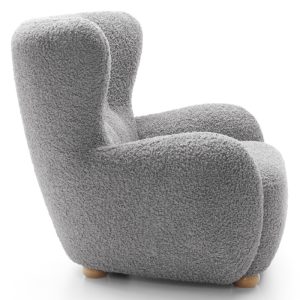 Fotel Ciro szary/buk, boucle, obłe kształty