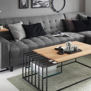 Stolik kawowy loftowy dąb olejowany / czarny mat 40 x 35 cm Joko