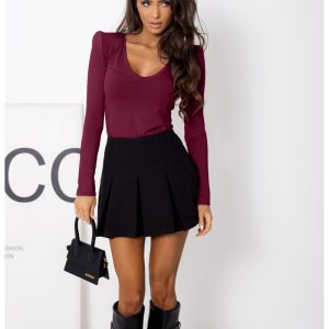 Bluzka z wiskozy z dekoltem V LUXORIA - bordowa