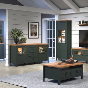 Witryna jednodrzwiowa ciemnozielona / dąb evoke mat 69 x 198 cm Emerald