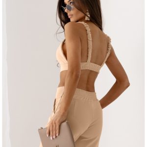 Komplet top na ramiączkach i spodnie TIRA - beżowy