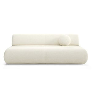 Sofa z funkcją spania i pojemnikiem Puente, jasnobeżowy melanż, obłe kształty