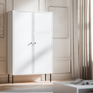 Komoda wysoka z drzwiami biała mat 100 x 166 cm Modena
