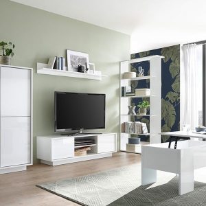 Komoda z drzwiami biała wysoki połysk 92 cm Pure