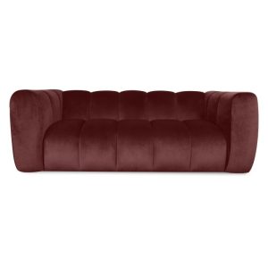 Sofa 2-osobowa do salonu Grand welurowa, burgund, obłe kształty