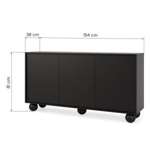 Komoda trzydrzwiowa Aldo czarna, nóżki kulki