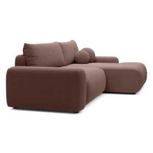 Narożnik rozkładany Loop z pojemnikiem brązowy, prawostronny, boucle