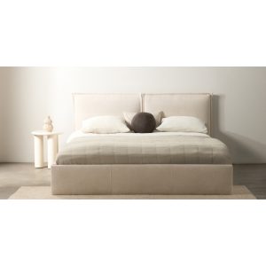 Łóżko tapicerowane Tono 140x200 ze stelażem, jasnobeżowe