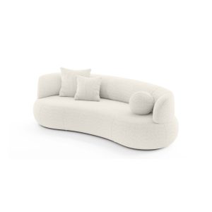Sofa do salonu Elba biała, boucle, zaokrąglony kształt