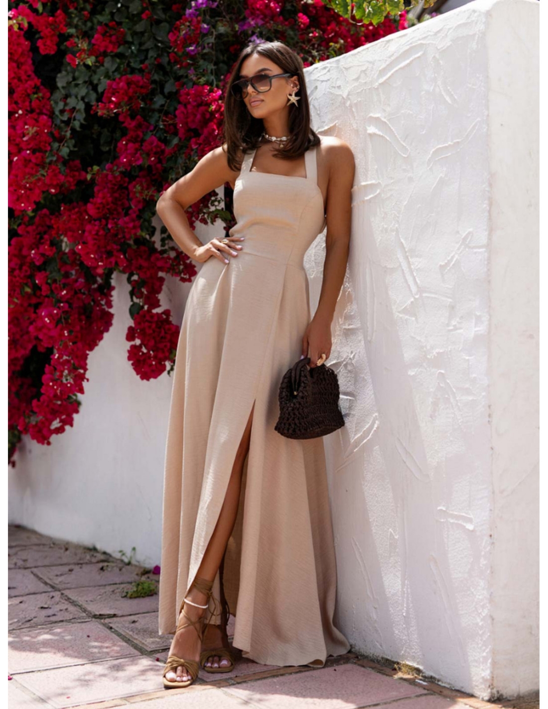 Maxi sukienka z wiskozy ARNIKA - beżowa