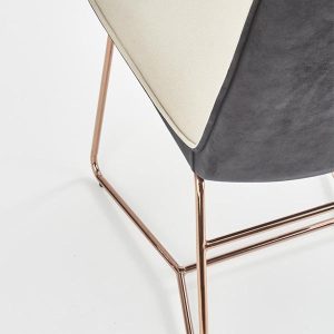 Krzesło na płozie tapicerowane kremowe / szare K390