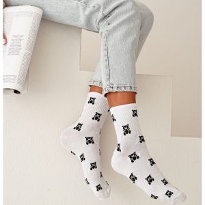 Skarpetki damskie MAŁE MISIE - białe