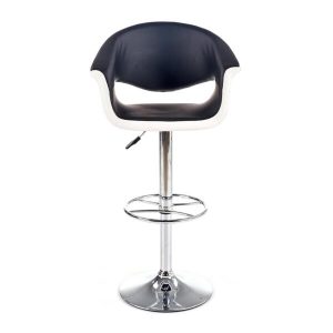 Hoker z oparciem ekoskóra biały / czarny / srebrny H46