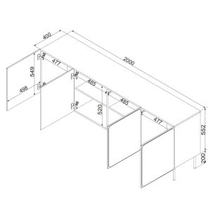 Komoda z drzwiami pomarańczowa mat 200 cm Verno