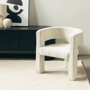 Fotel tapicerowany Alpah kremowy, boucle