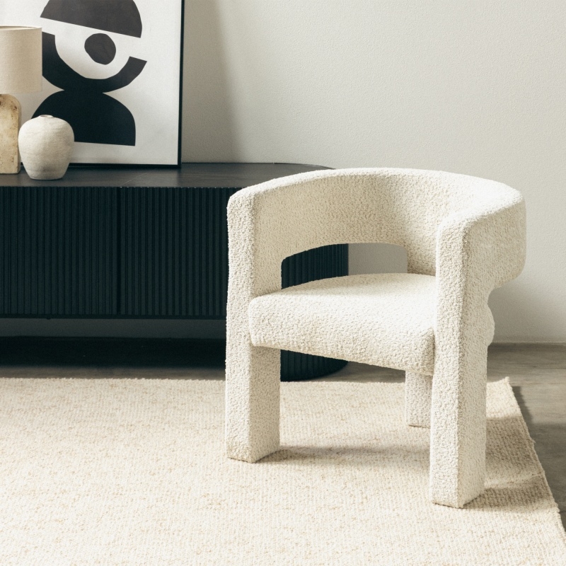 Fotel tapicerowany Alpah kremowy, boucle