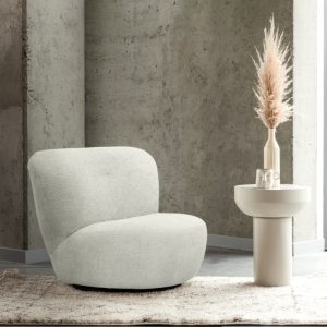 Fotel wypoczynkowy Marlie z obrotową podstawą, kremowy