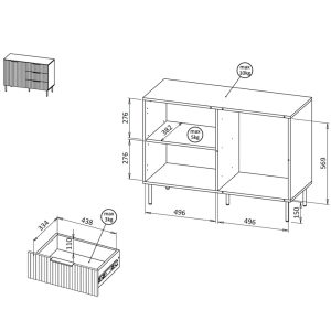 Komoda z szufladami i drzwiami kaszmir / orzech warmia mat 104 cm Reno