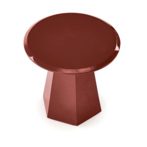 Stolik kawowy okrągły bordowy połysk 50 cm Loca