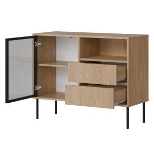 Komoda z szufladami i drzwiami dąb cremona mat 100 cm Linoa