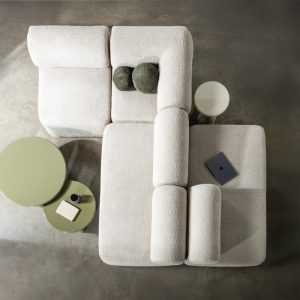 Narożnik modułowy Moso beżowy, prawostronny, zaokrąglony