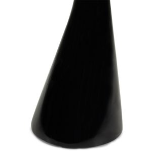 Stolik boczny ze szklanym blatem Muun 45 cm, czarny, glossy, obłe kształty