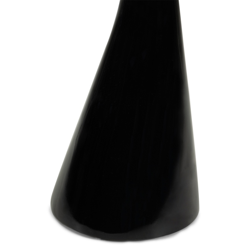 Stolik boczny ze szklanym blatem Muun 45 cm, czarny, glossy, obłe kształty