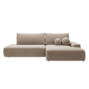 Narożnik rozkładany Loop O z pojemnikiem, ciemnobeżowy, prawy