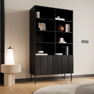 Regał do salonu czarny mat 100 x 40 x 175 cm Milo
