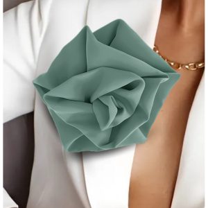 Broszka przypinana róża materiałowa - szałwiowa