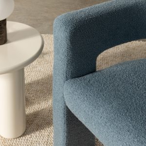 Fotel tapicerowany Alpah, boucle, niebieski