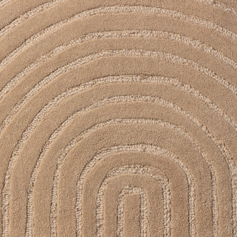 Dywan prostokątny Isla, łuki, tuftowany, wełniany, ciemnobeżowy