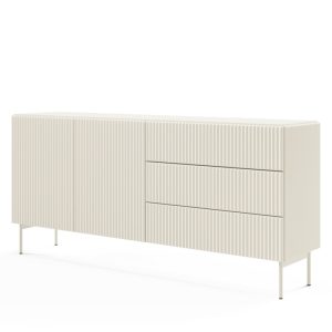 Komoda dwudrzwiowa z szufladami Muti 177 cm, kaszmirowa, ryflowana