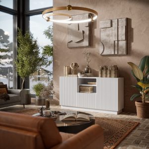 Komoda z szufladami i drzwiami biała mat 150 cm Ardea