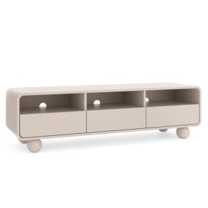 Szafka RTV Albion 160 cm, zaokrąglona, nóżki kulki, kaszmirowa