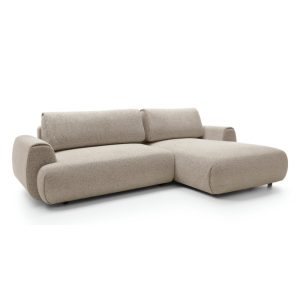 Narożnik rozkładany Pocket z pojemnikiem, melanżowy beżowy, prawy