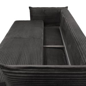 Sofa rozkładana Amalfi z pojemnikiem, czarna, sztruks