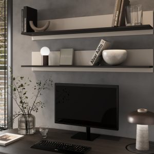 Zestaw 2 półek wiszących kaszmir / czarna mat 125 x 20 cm Simple