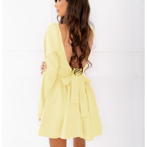 Modna sukienka z odkrytymi plecami LEVIA - cytrynowa