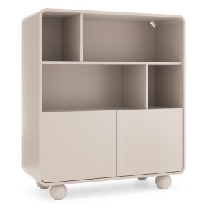 Regał dwudrzwiowy Albion, zaokrąglony, nóżki kulki, kaszmirowy