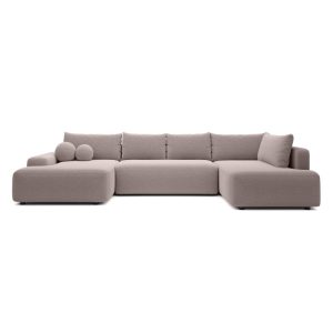 Narożnik rozkładany Loop U2 z pojemnikiem lewostronny, brązowoszary, boucle